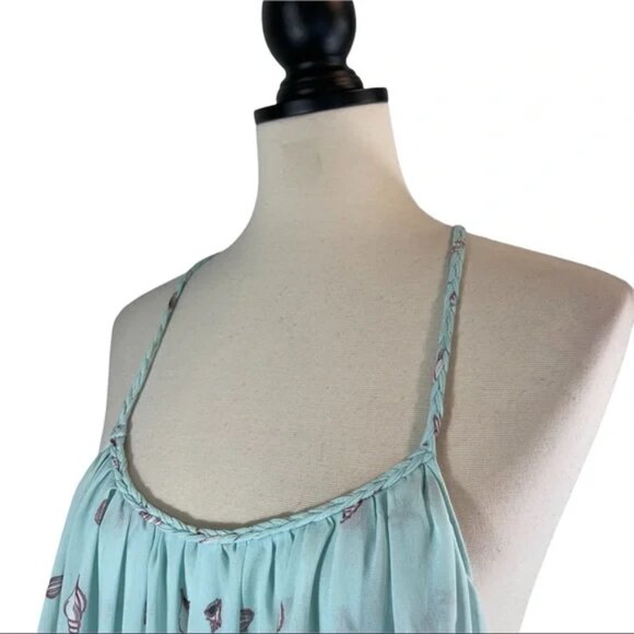 Wildfox Maxi Dress Blue Seashell Beach Theme Print Goddess, Size S - Picture 6 of 10